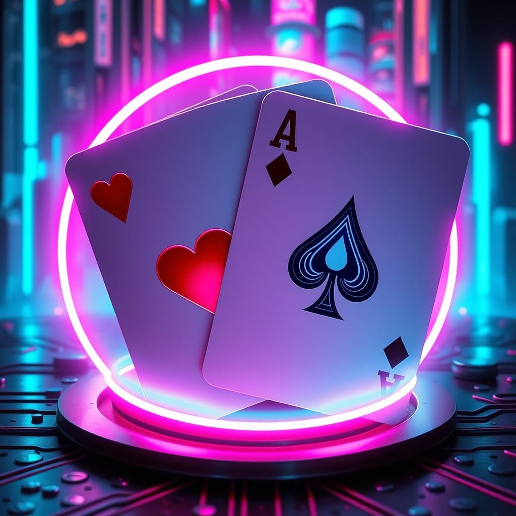 Neon Cardscape in Retro-Futuristic Style