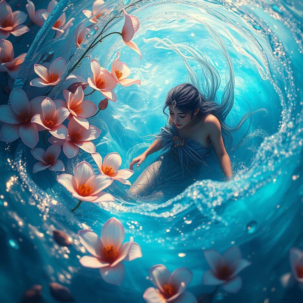Mystical Water Nymph in a Dreamlike Aquatic Realm