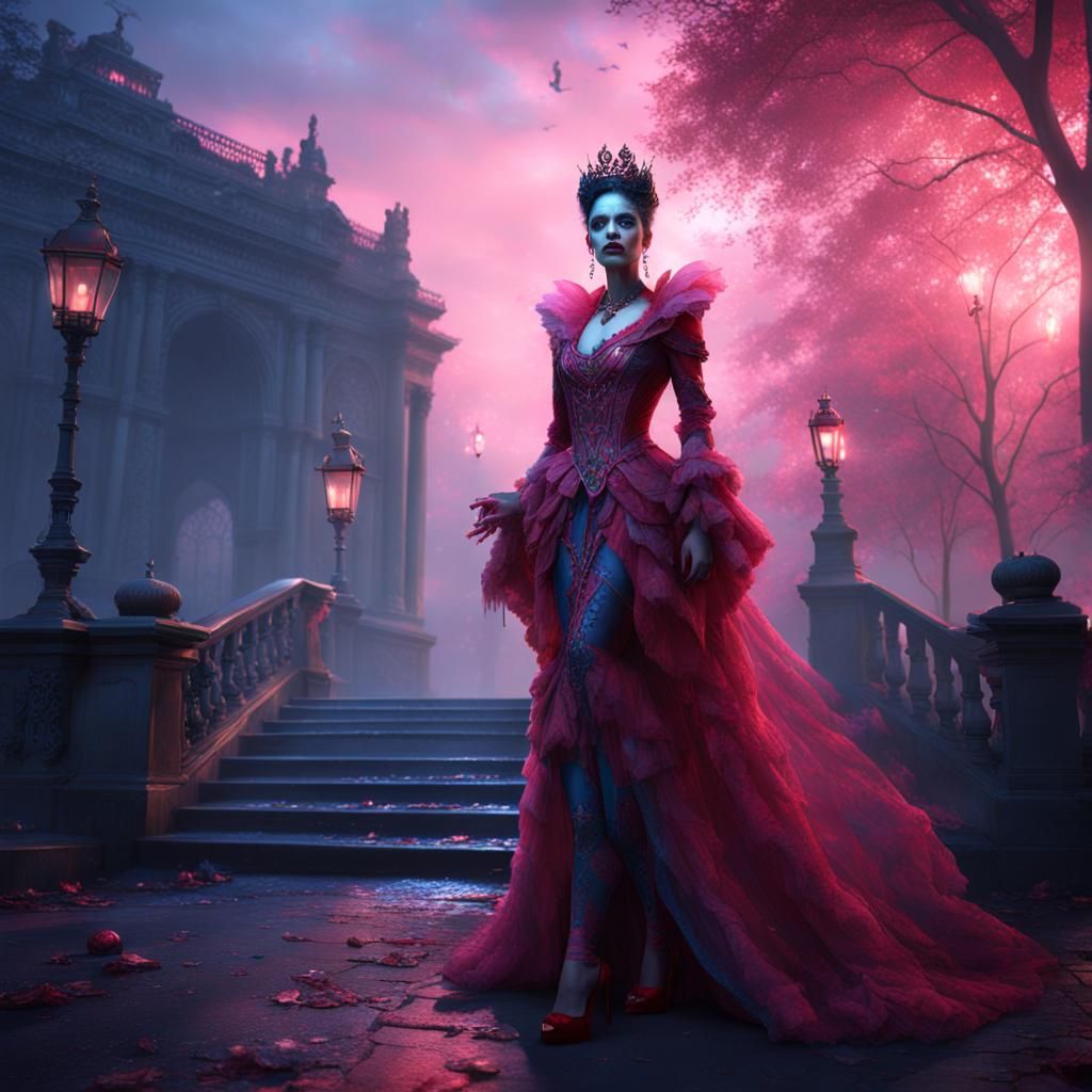 Vampire Queen in Paris: Detailed Fantasy Art