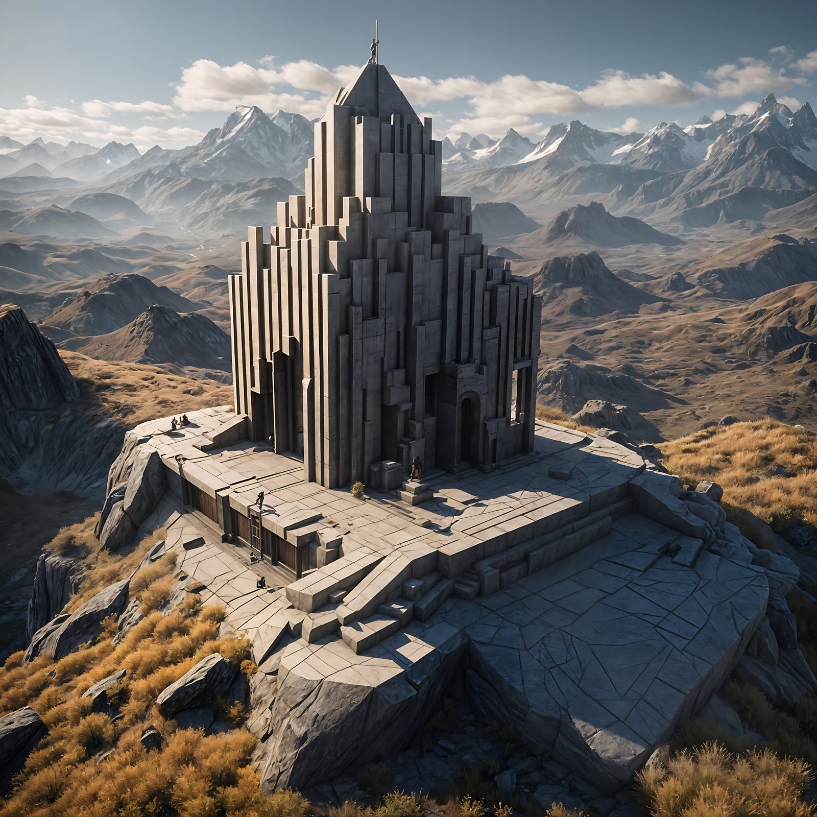 Obsidian Straight Edge Monument on Mountain Peak