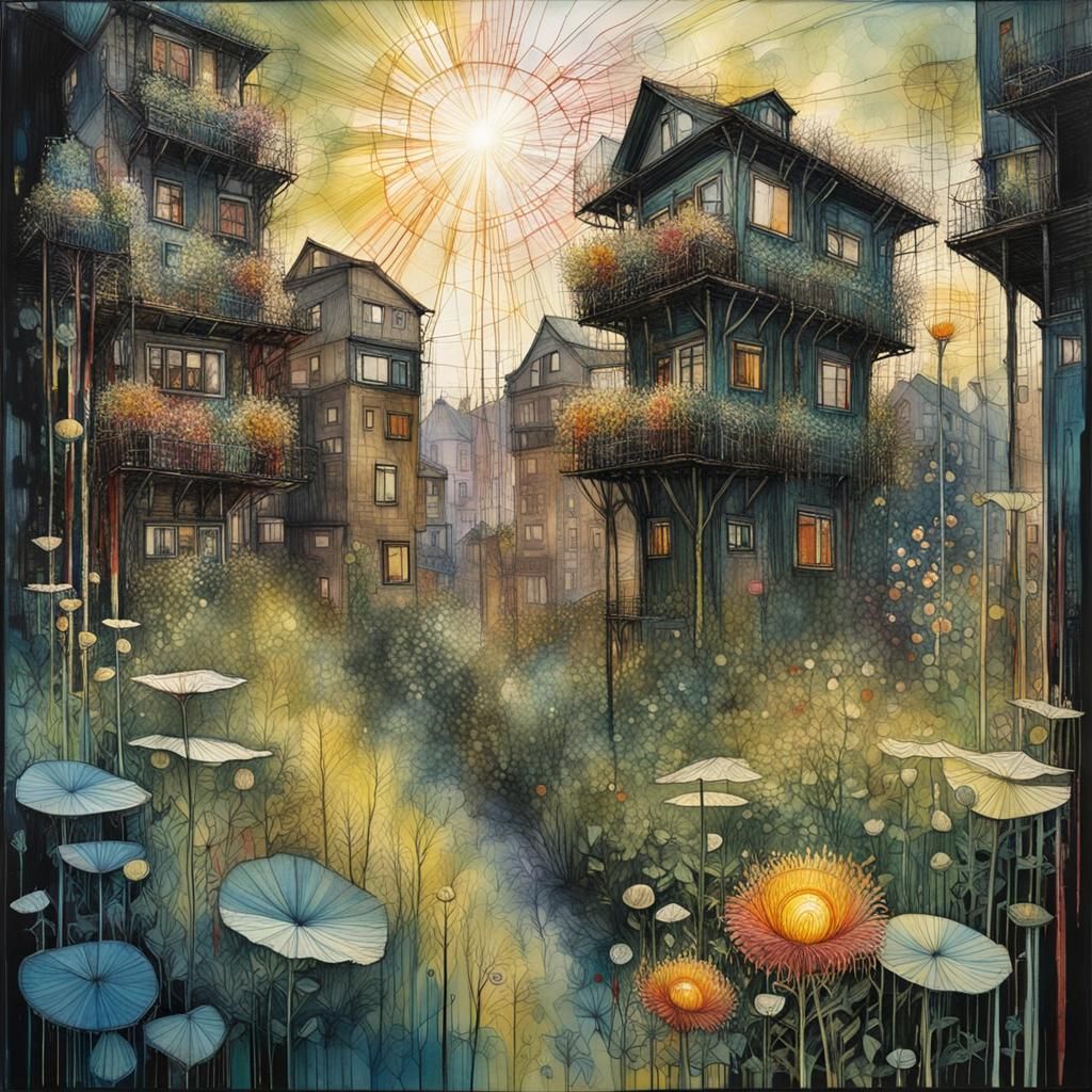 Sunlit Garden in Dark Backyard, Hundertwasser and Griffiths ...