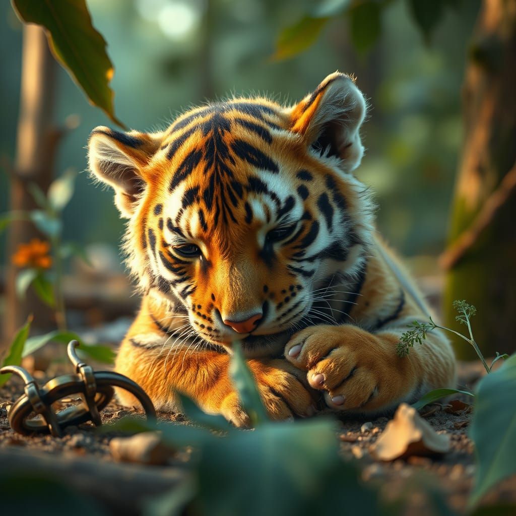 little baby tiger tired