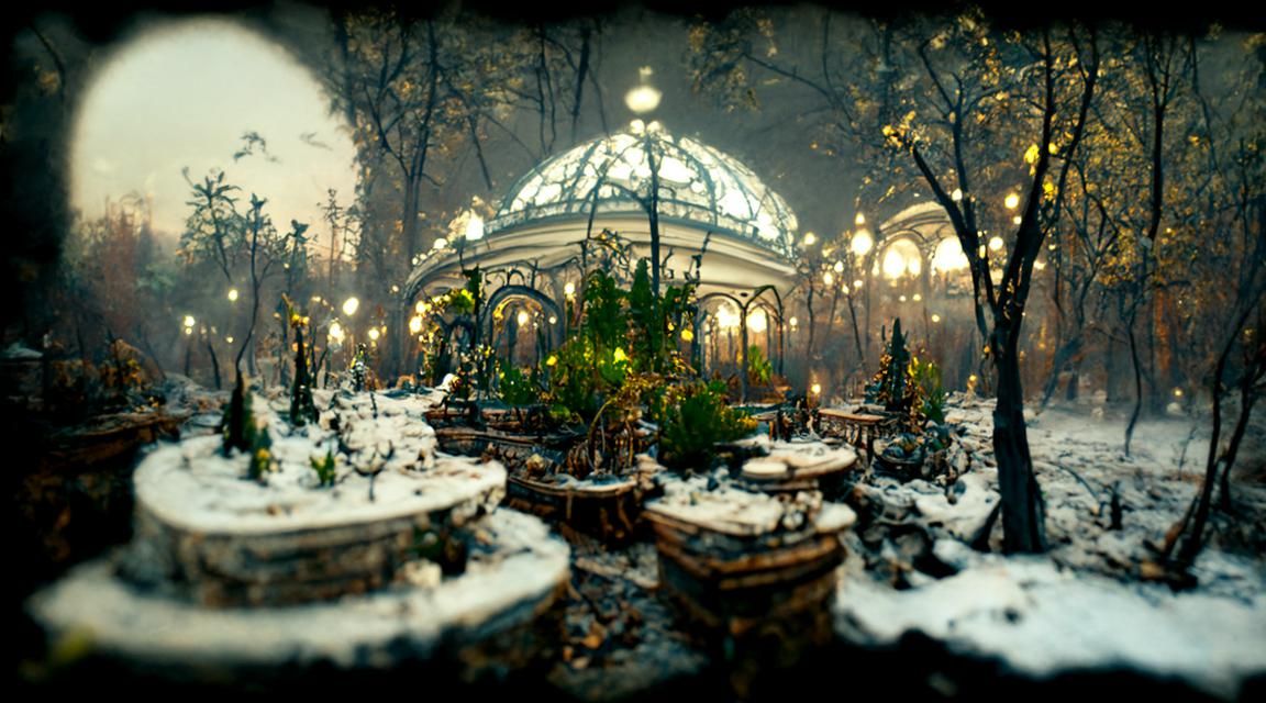 Kiev Winter Gardens: Photorealistic Haunting Photograph