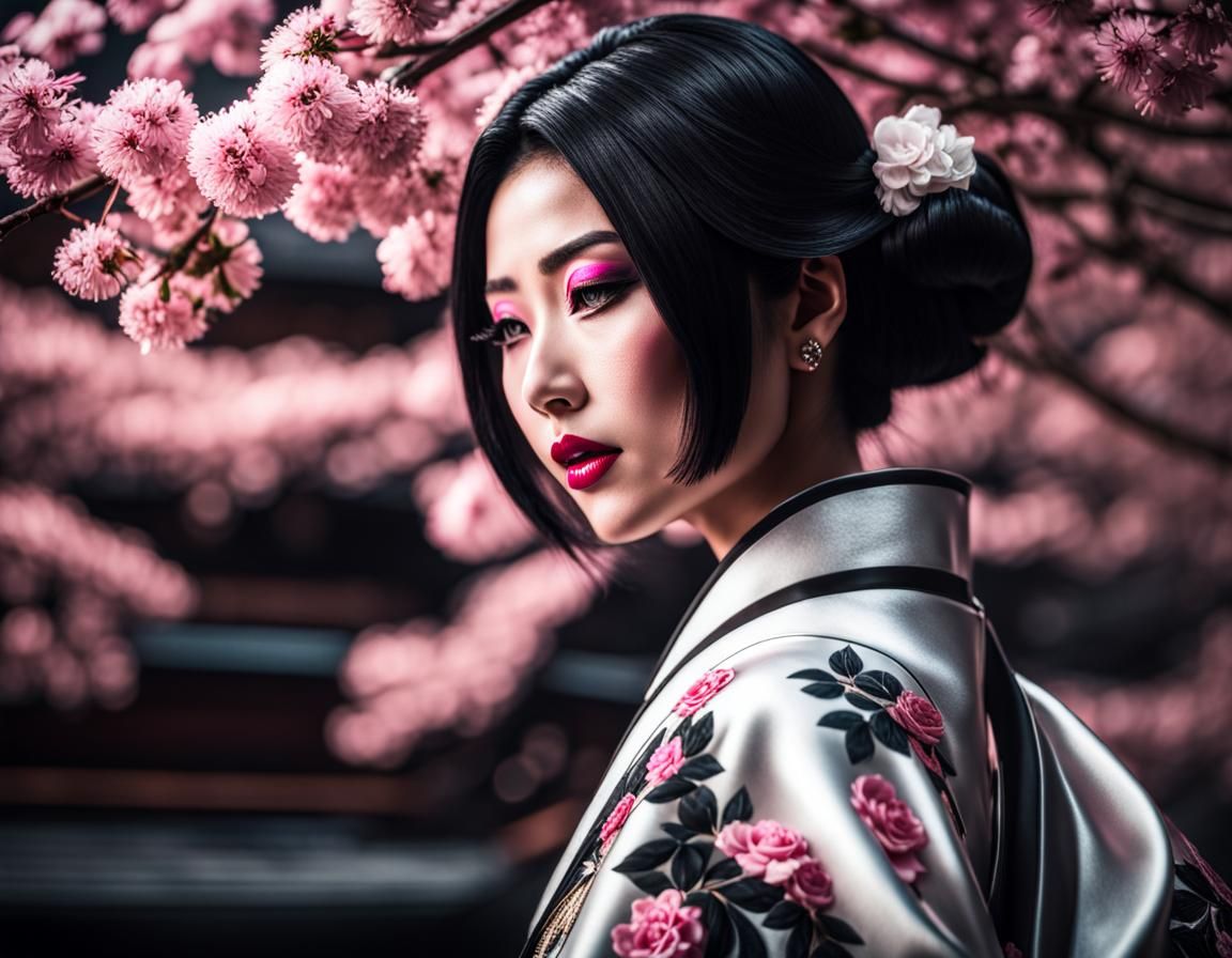 Iced Japanese Woman in Film Noir Aesthetic