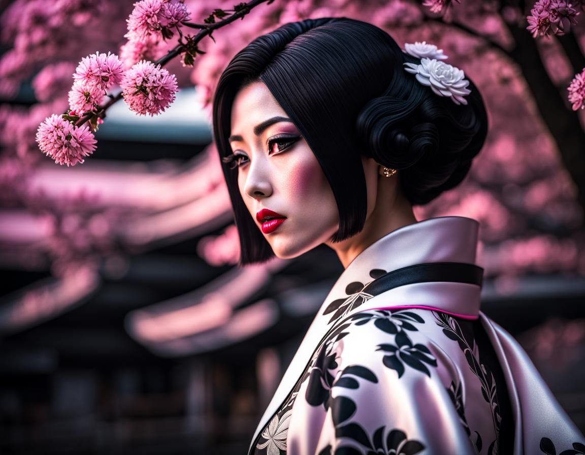 Iced Japanese Woman in Film Noir Style