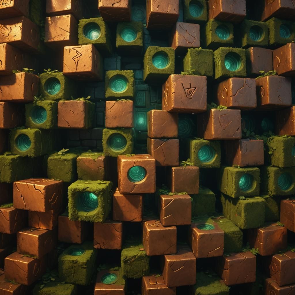 Mystical Copper Temple in Golden Light: Fantasy Art