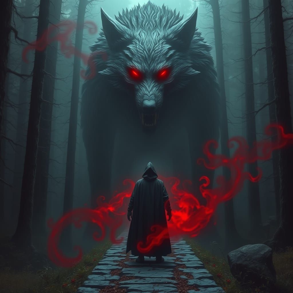 Mysterious Encounter in a Haunted Forest, in Dark Fantasy St...