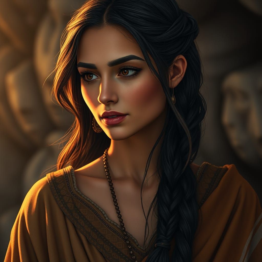 Raquel: Jacob's Wife in Romantic Realism Style