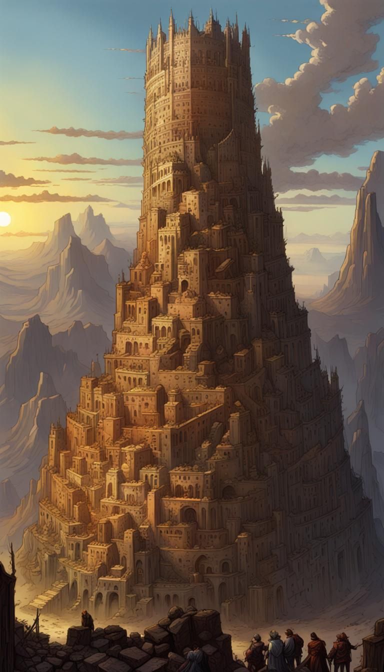 Solar Punk Tower of Babel in Epic Landscape