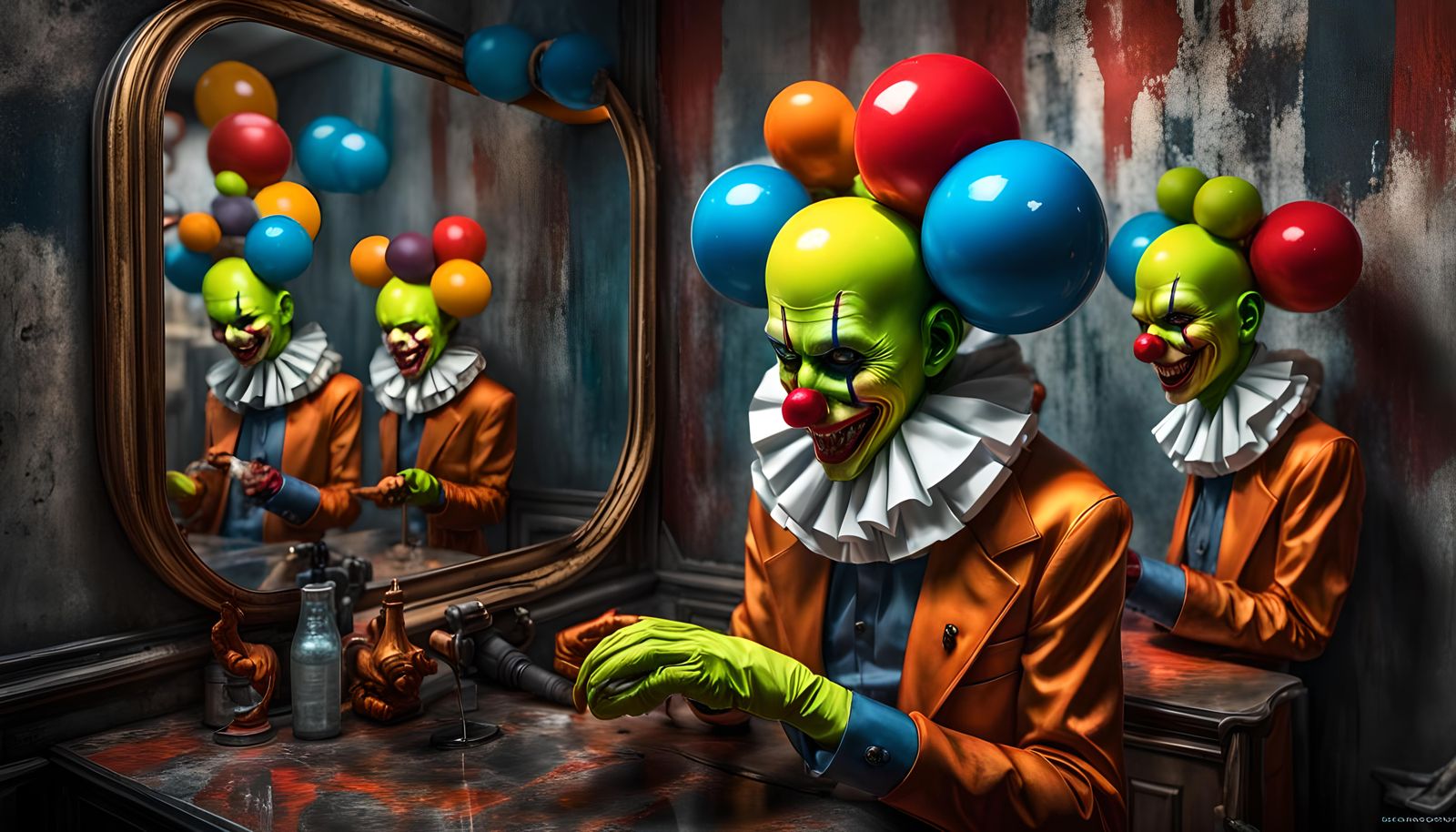 Sinister Android Clowns in a Mirrored Future