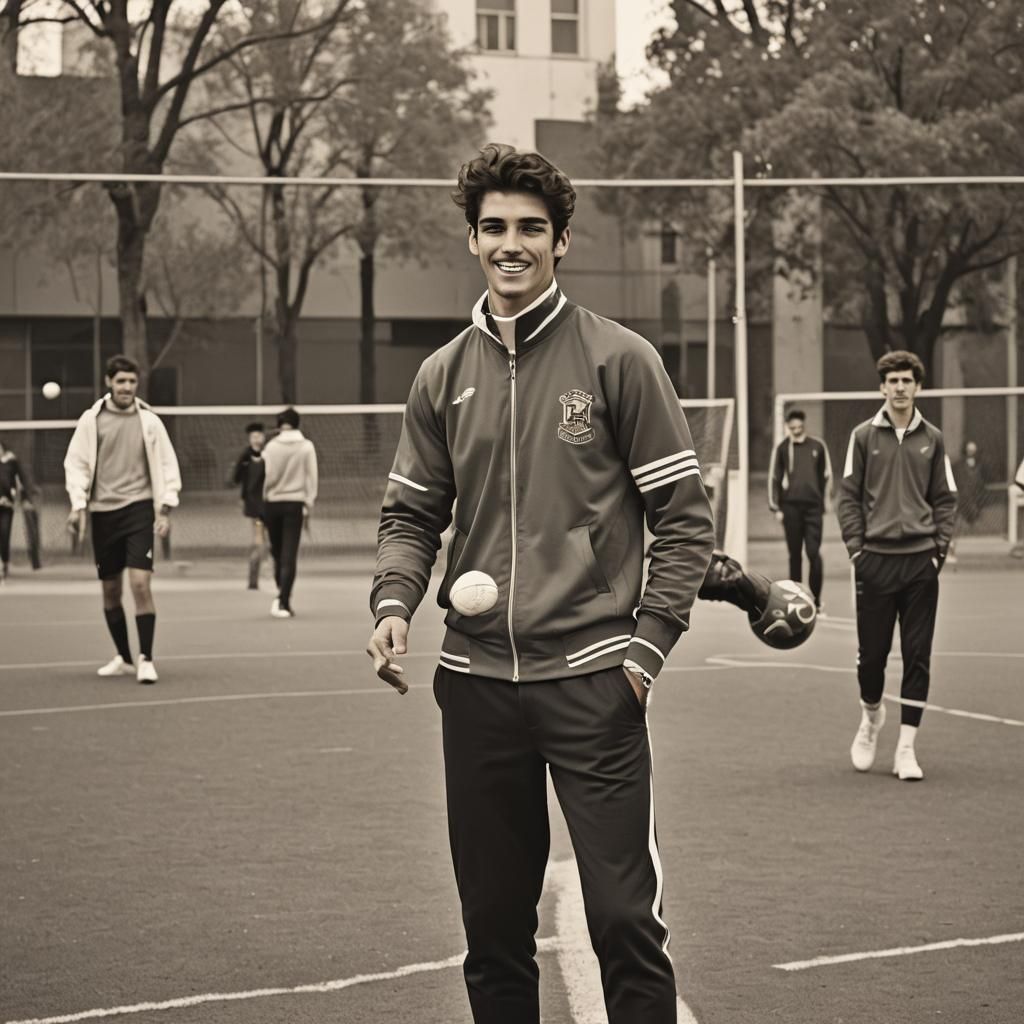Charming Spanish Highschool Athlete Playing Sports
