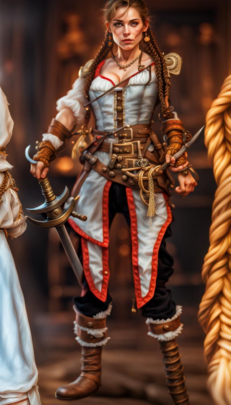 Hyperrealistic Pirate with Rapier and Gun