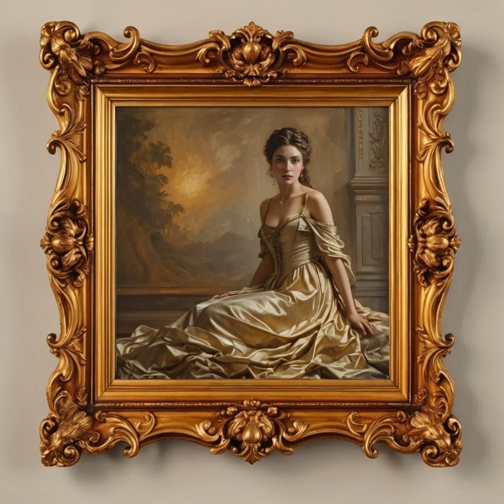 Portrait of a Woman in Golden Frame