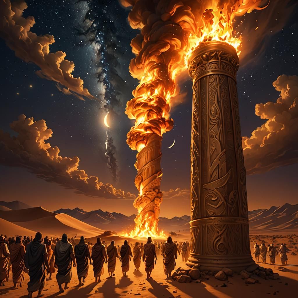 Pillar of Fire Guiding Israelites: Digital Art