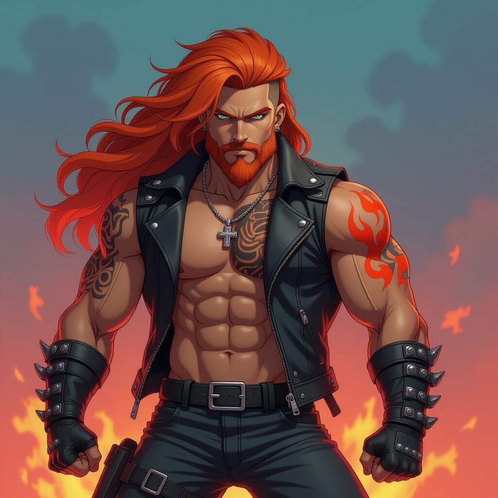 Dynamic Cyberpunk Male with Tribal Tattoos