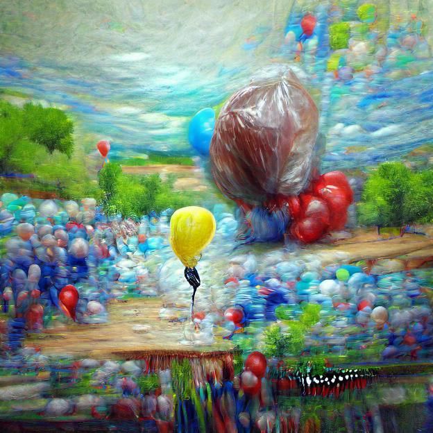 Sad Balloon Popping: Impressionistic 8K Painting