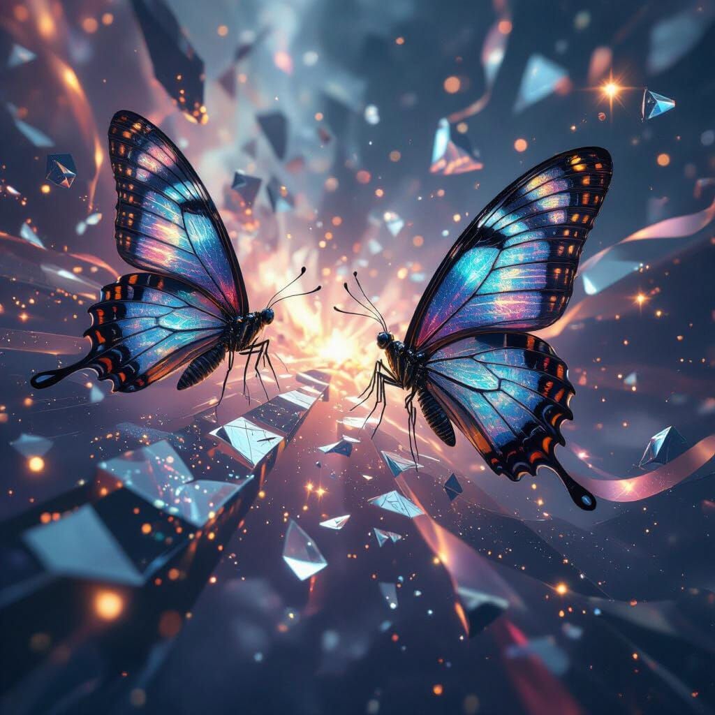 Biomechanical Butterflies in Shattered Time: Surreal 16K Art