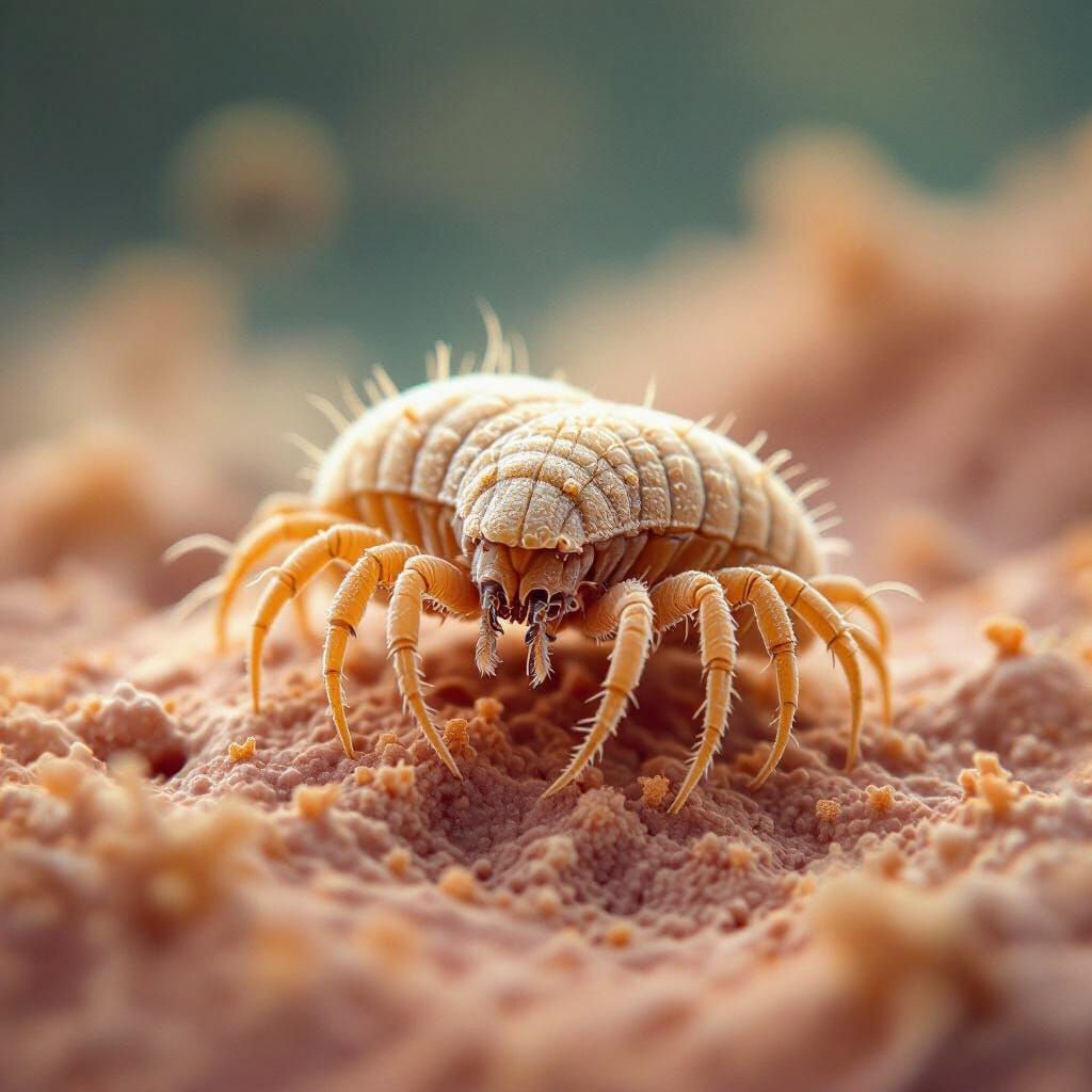 Demodex Mite on Human Skin: Microscopic Detail