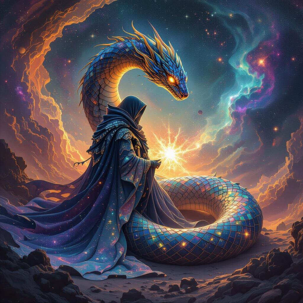 Cosmic Serpent Coiling Around a Dying Star