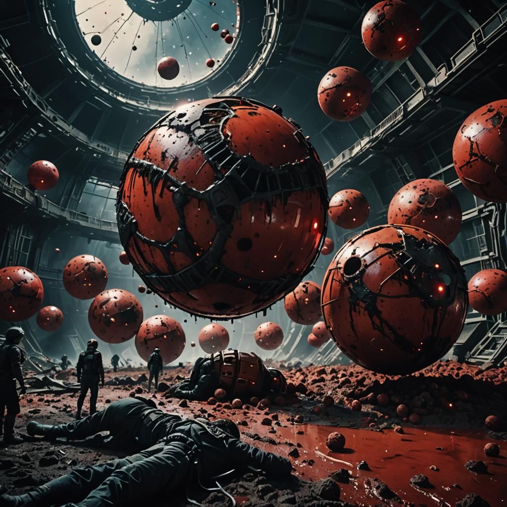 Apocalyptic Invasion: Bloody Spheres from Space