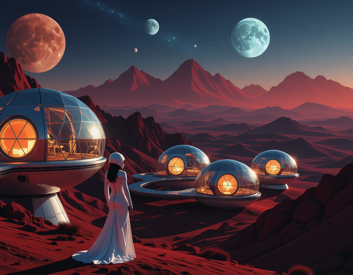 Futuristic Spacesuits Under an Alien Sky