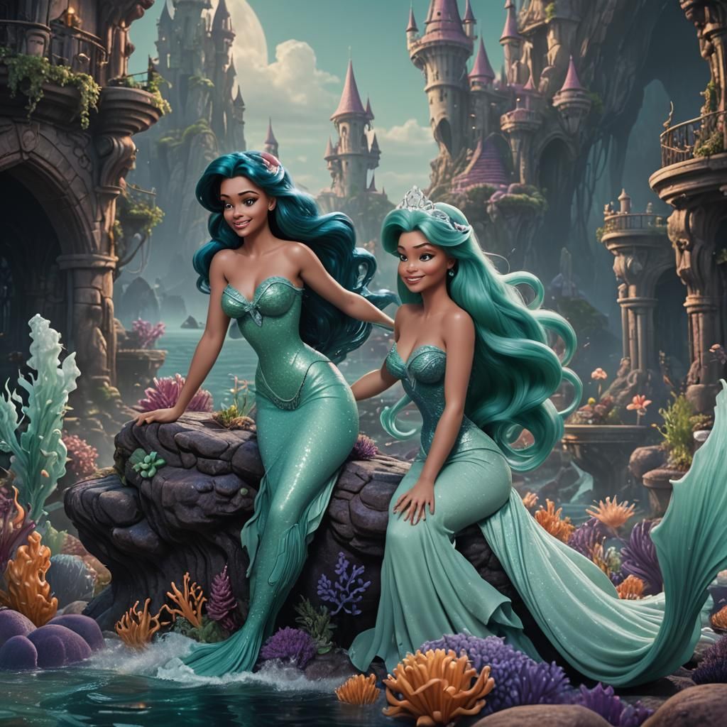 Ariel as Seafoam in Ursula's Lair: Detailed Matte Painting