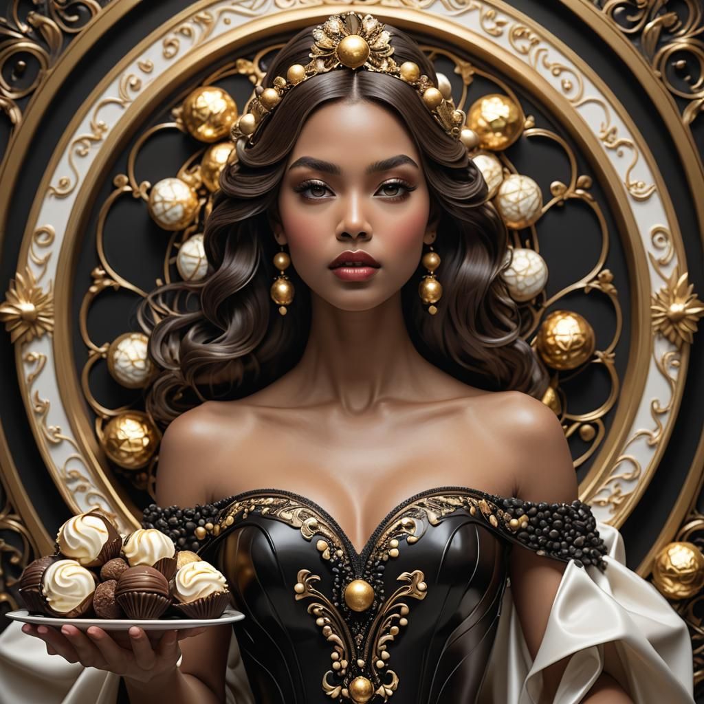 Chocolate Gown: Hyperdetailed Art Nouveau Portrait