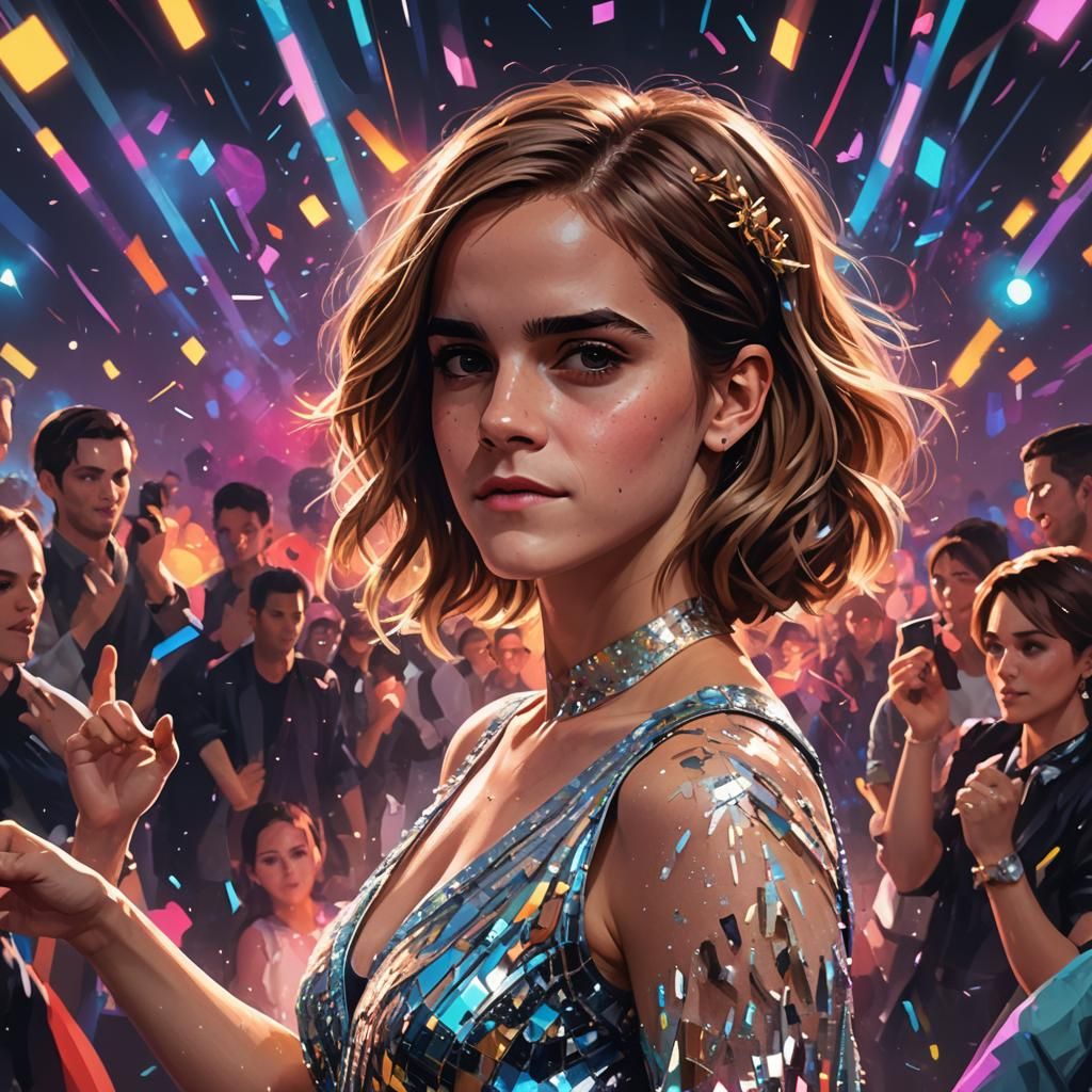 Disco Party Portrait in Art Nouveau Style