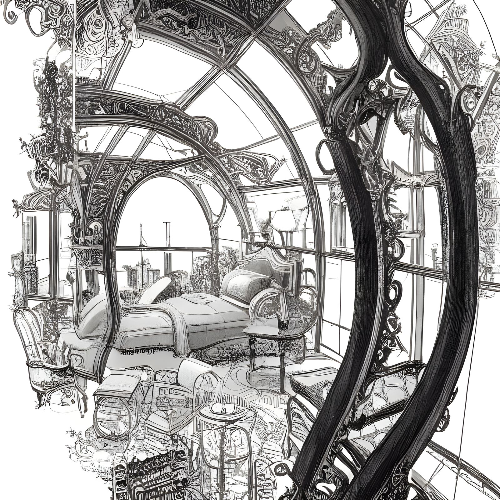 Opulent Victorian Bedroom with Steampunk Elements