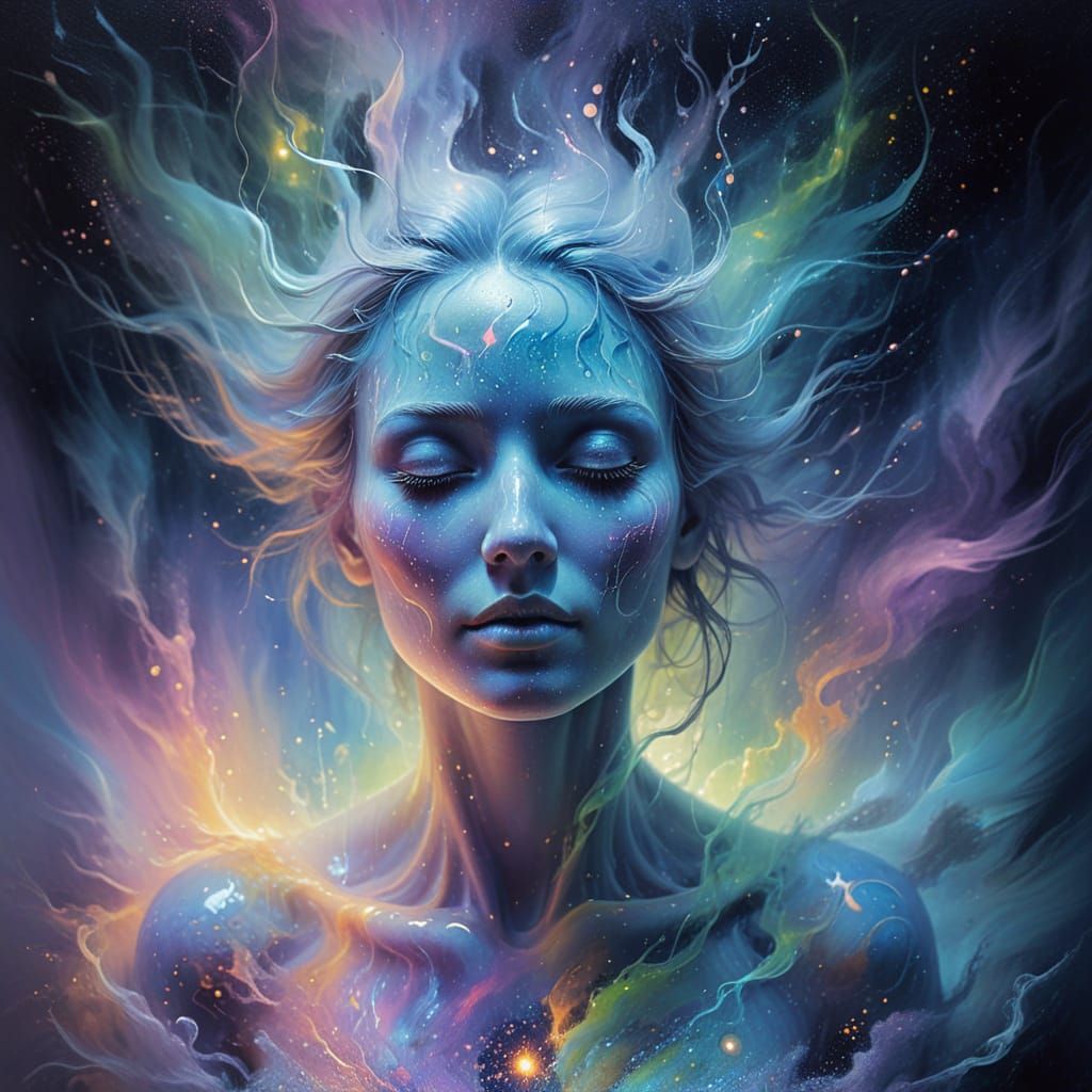 Ethereal Spirit in Surreal Oil Painting