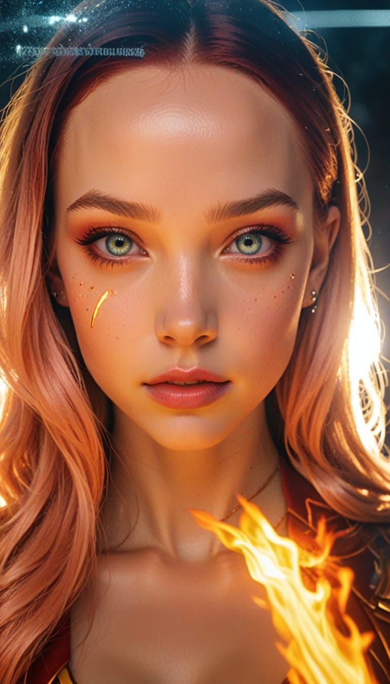 Starfire as an Alien Princess in Comic Book Style