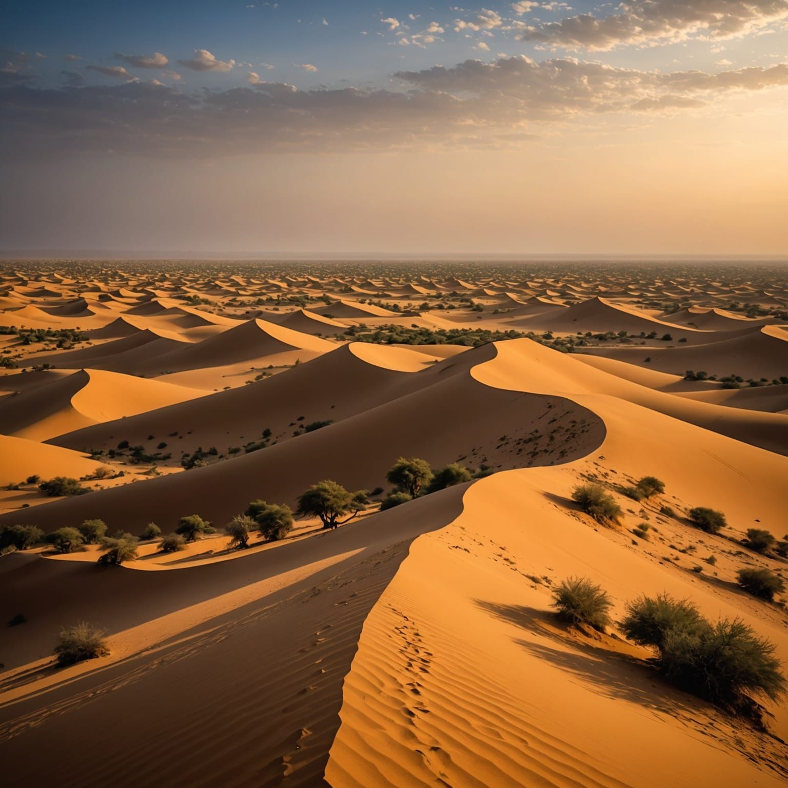 Vast Desert Landscape in Color Drawing