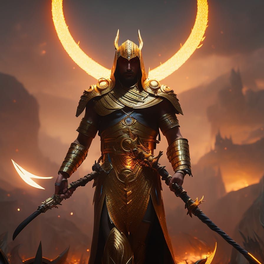 Ra the Sun God in Dark Fantasy Style
