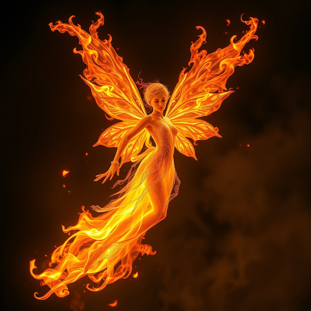 Ethereal Fire Fairy with Blazing Wings