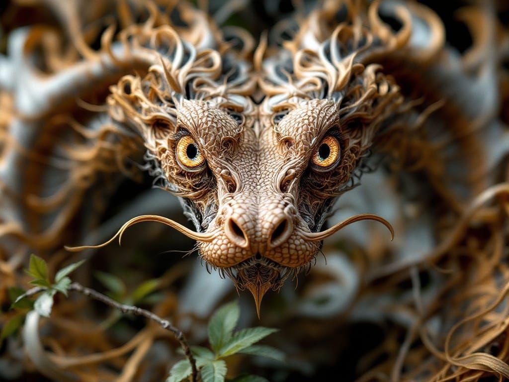 Surreal Fractal Cobra Portrait in Vibrant Silk Ribbons