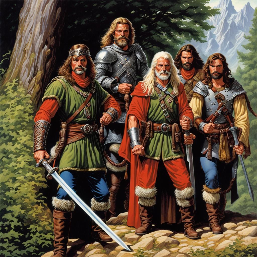 a classic adventuring party, art of larry elmore