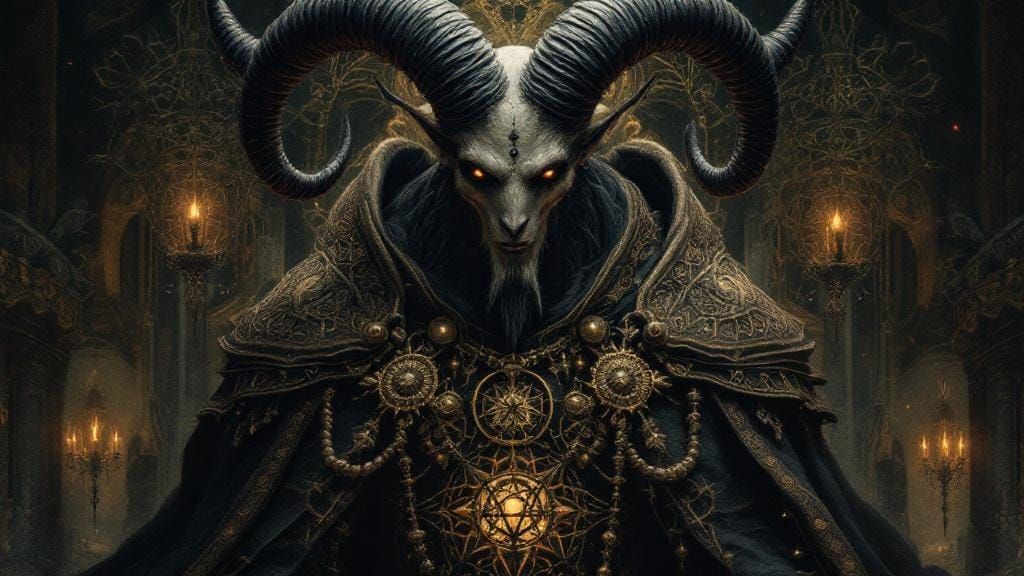 Mystical Baphomet in Surreal Biomechanical Style
