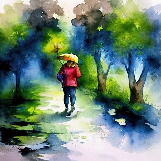 Romantic Watercolor of Children Drawing