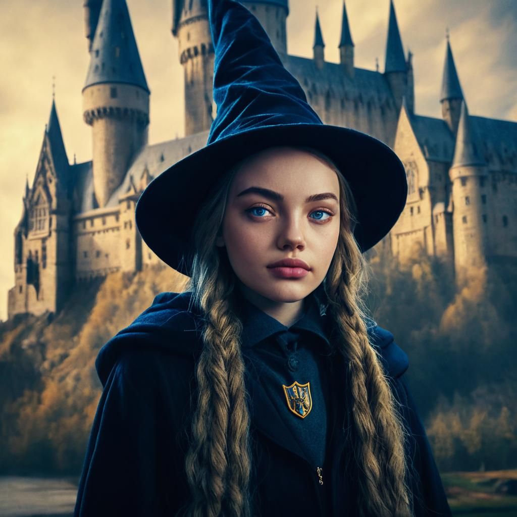 Wizard at Hogwarts: A Cinematic Film Still
