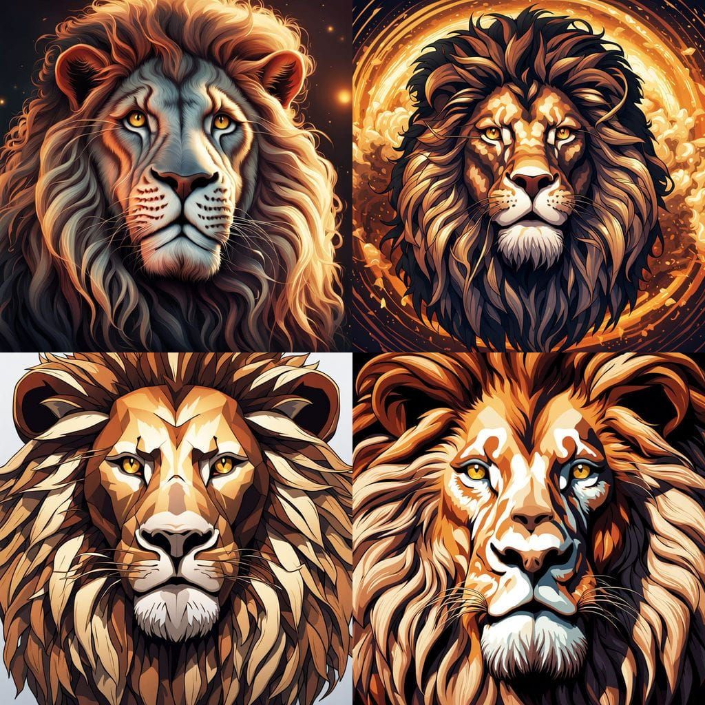 Regal Fantasy Lion Portrait in Golden Lighting
