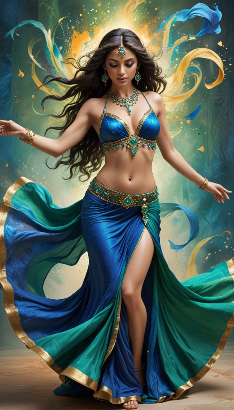 Mystical Belly Dancer in Energetic Dance Explosion