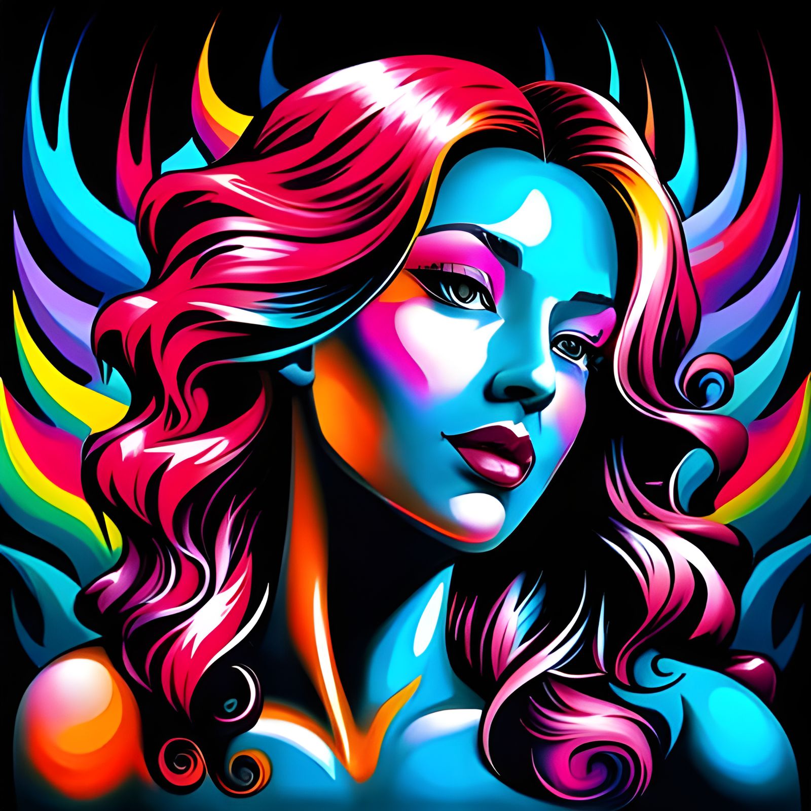 Goddess in Graffiti Art Style