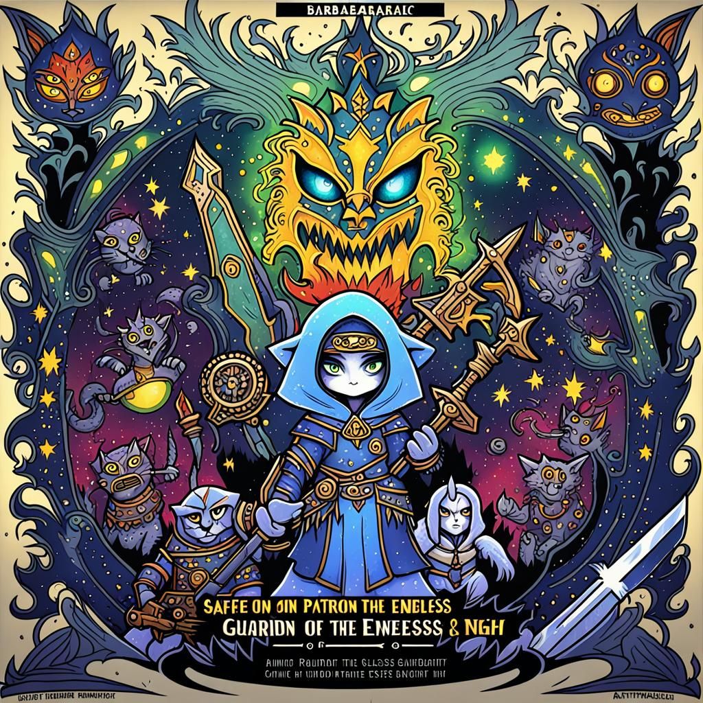 Tabaxi Barbarian: Guardian of the Night in Anime Style