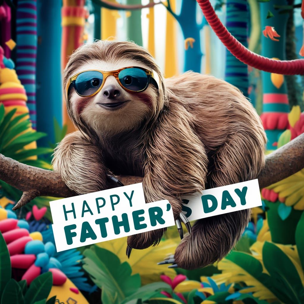 Sloth Celebrates Father's Day in CGI Illustration