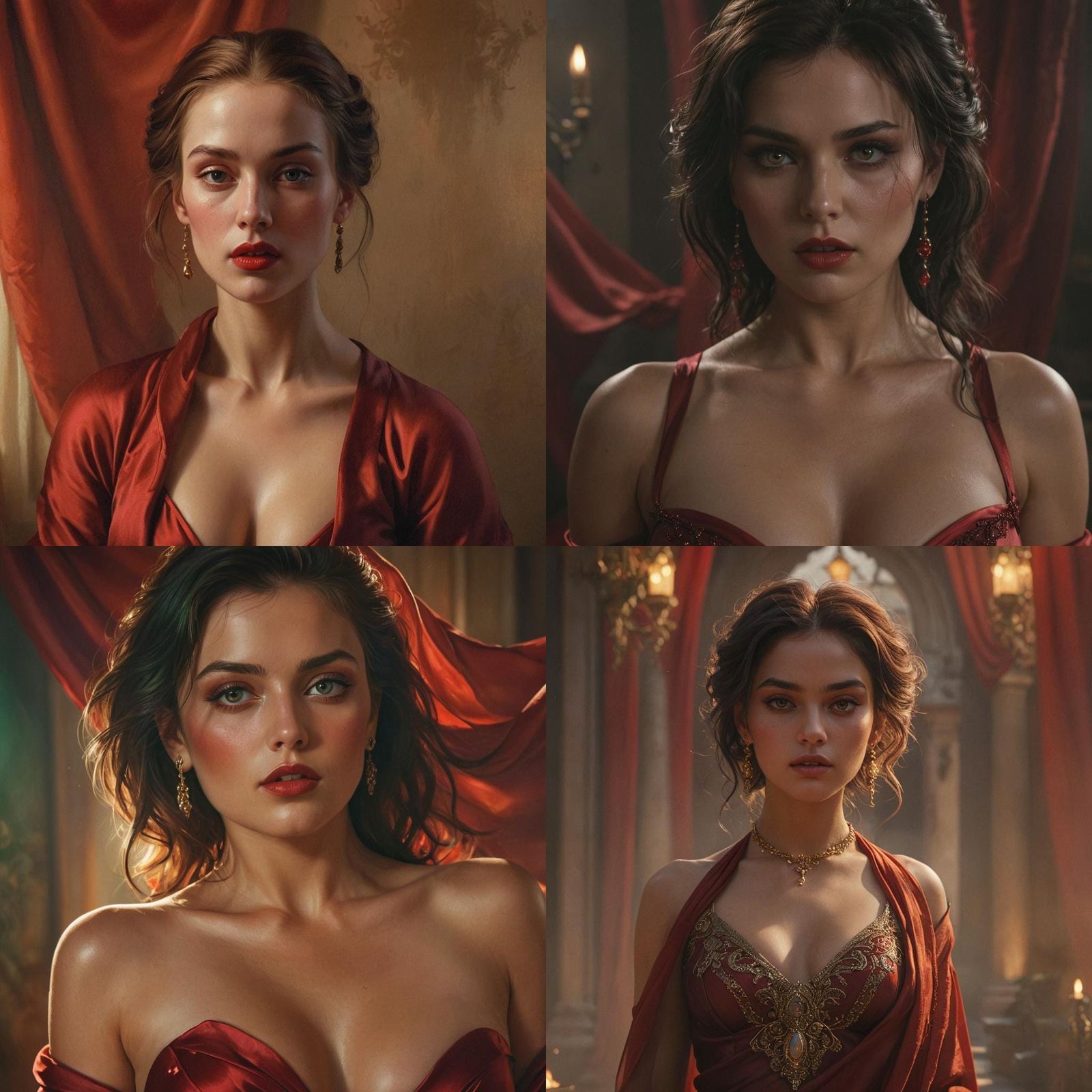 Elegant Sultry Woman in Deep Red Velvet