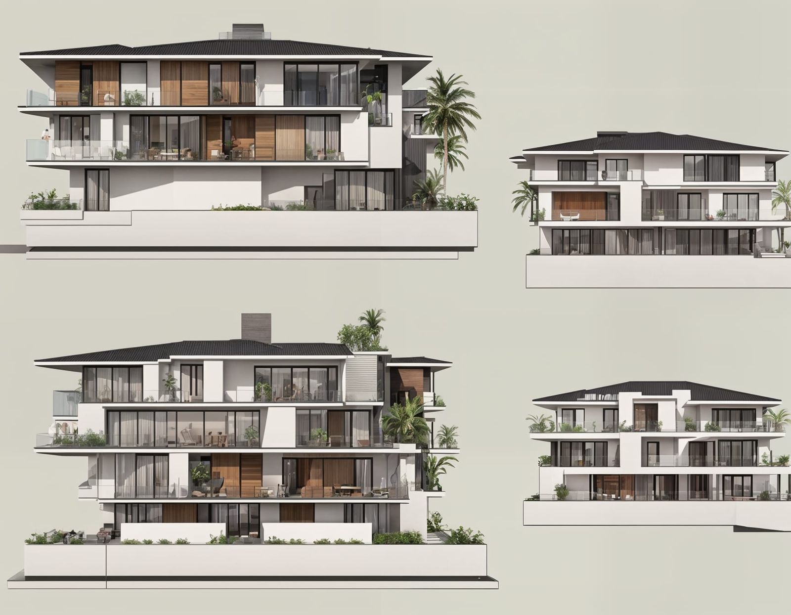 Modern Apartment Building Section View Design