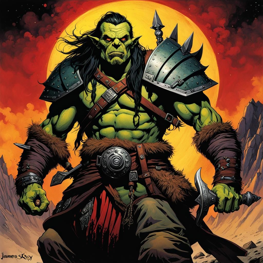 Sci-Fi Half-Orc Rogue in D&D Style