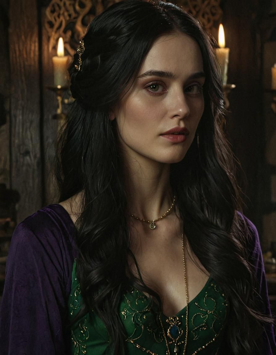 Medieval Lady in a Luxurious Hall, Photorealistic Style