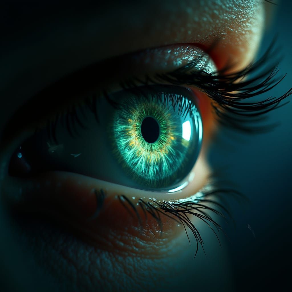 Glowing Eye Radiates Cosmic Invitation in Cinematic Vignette