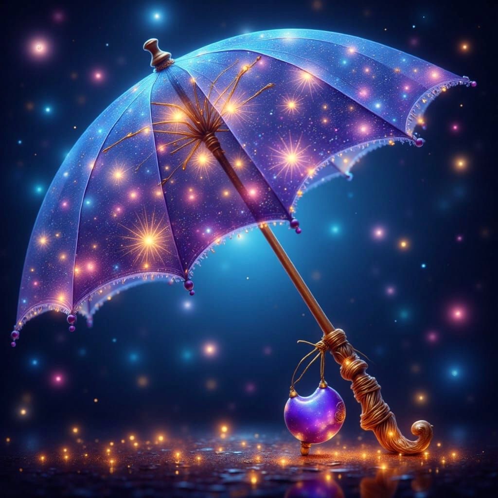Magical Star Constellation Umbrella in Watercolor Style